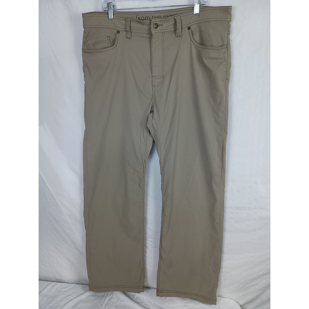Prana Slim Fit Khaki Hiking Camping Pants 38 X 30 Stretch Fit